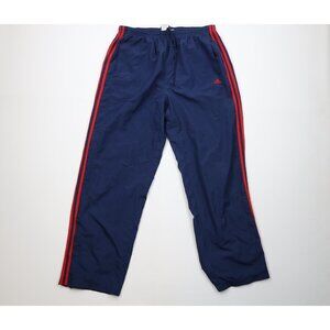 Vintage Y2K 2004 Adidas Mens XL Distressed Lined Wide Leg Windbreaker Pants Blue